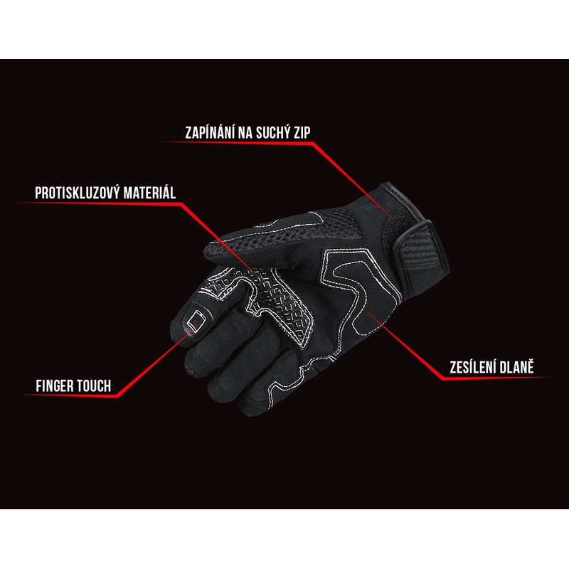 Dames motorhandschoenen Street Racer Stunt zwart-wit