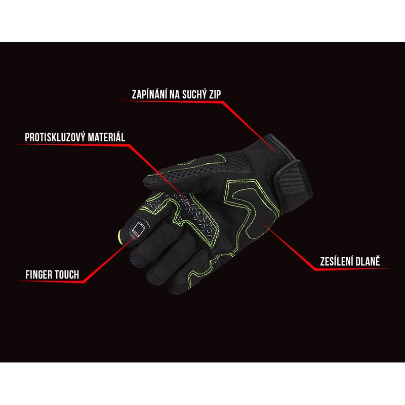 Dames motorhandschoenen Street Racer Stunt zwart-fluogeel