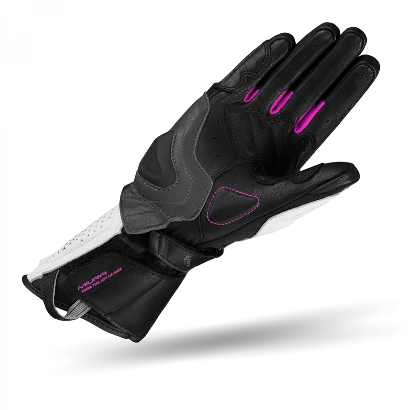 Shima Miura zwart-wit-roze motorhandschoenen voor dames uitverkoop