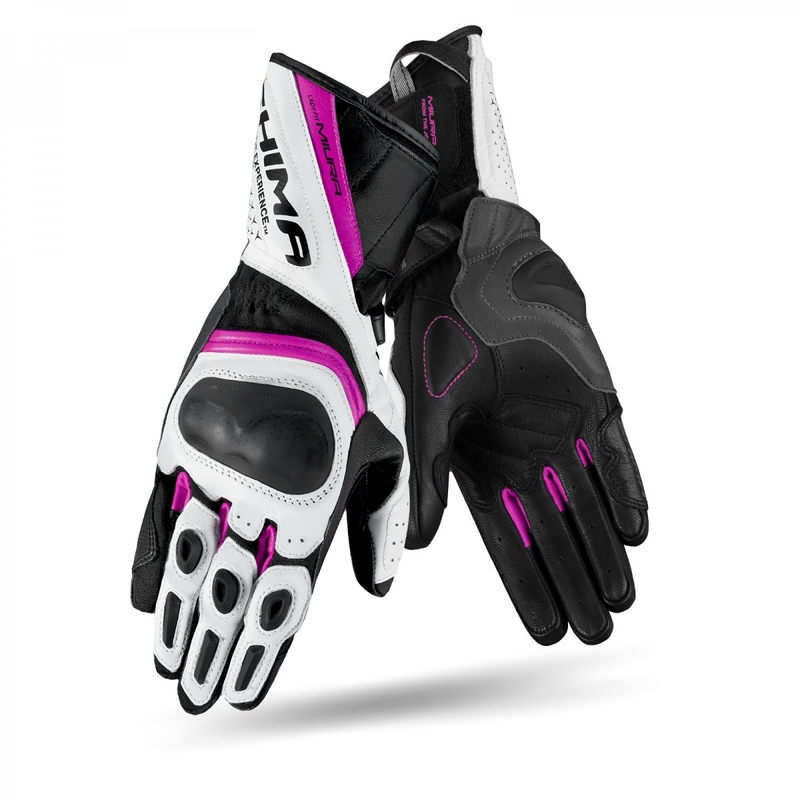 Shima Miura zwart-wit-roze motorhandschoenen voor dames uitverkoop