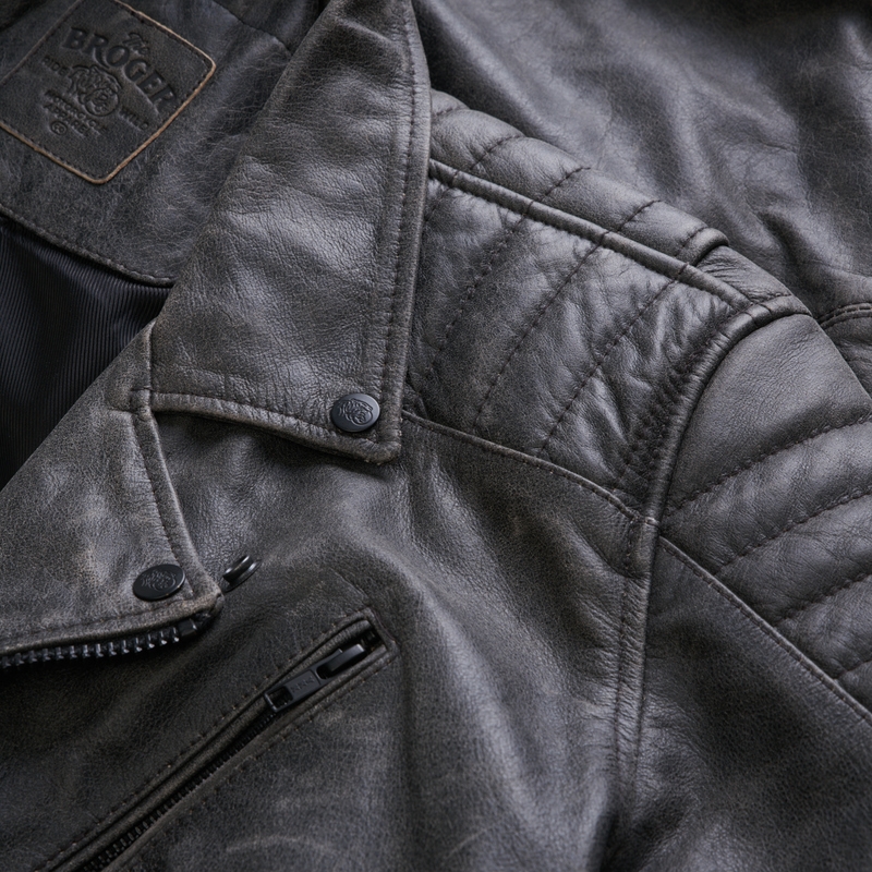 Motorjas BROGER Ohio Vintage grijs uitverkoop