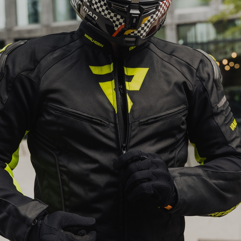 Rebelhorn Vandal zwart-fluo gele motorjas uitverkoop