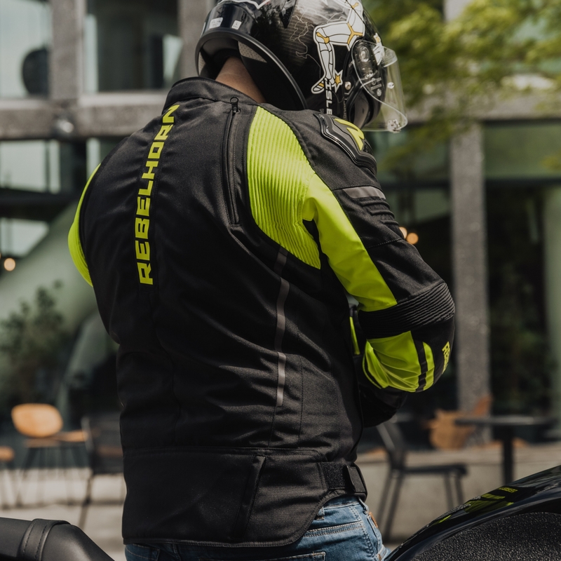 Rebelhorn Vandal zwart-fluo gele motorjas uitverkoop