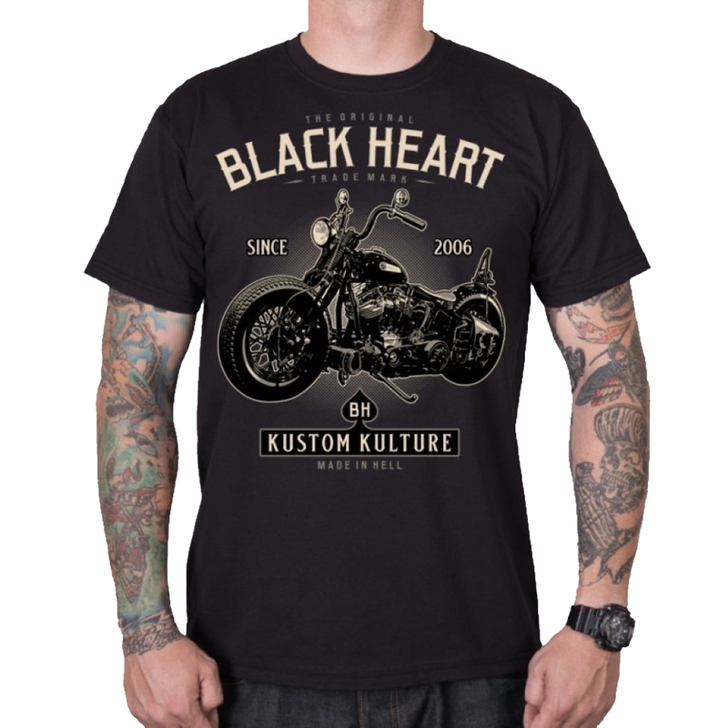 Heren Zwart Hart Motorcycle T-shirt