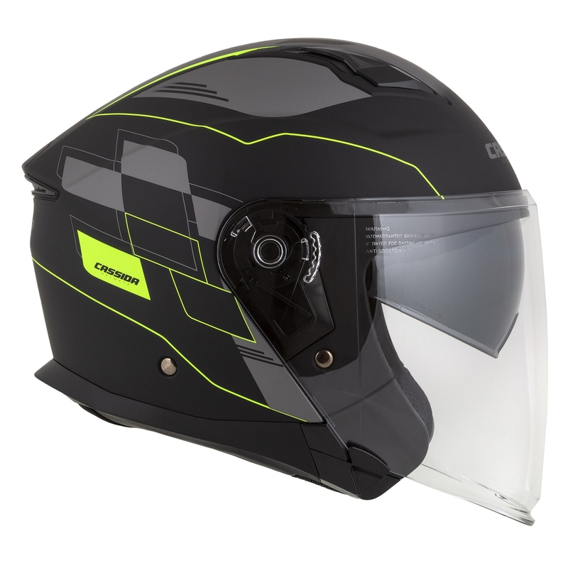 Cassida Jet Tech Roxor open motorhelm zwart-grijs-fluogeel mat uitverkoop