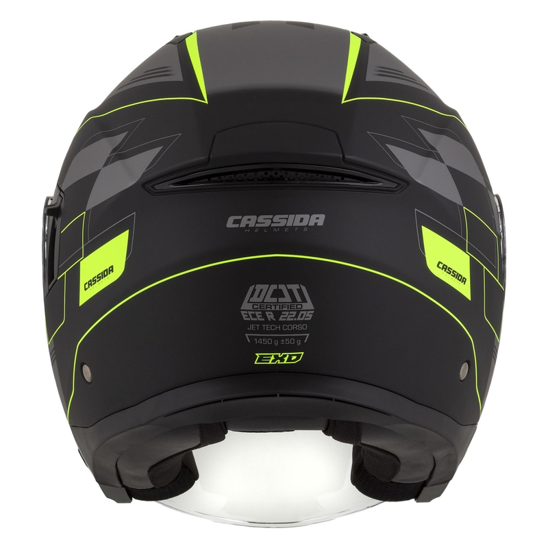Cassida Jet Tech Roxor open motorhelm zwart-grijs-fluogeel mat uitverkoop