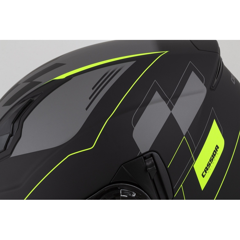 Cassida Jet Tech Roxor open motorhelm zwart-grijs-fluogeel mat uitverkoop