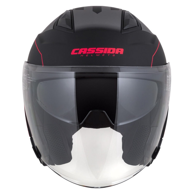 Cassida Jet Tech Roxor open motorhelm zwart-grijs-fluor rood mat