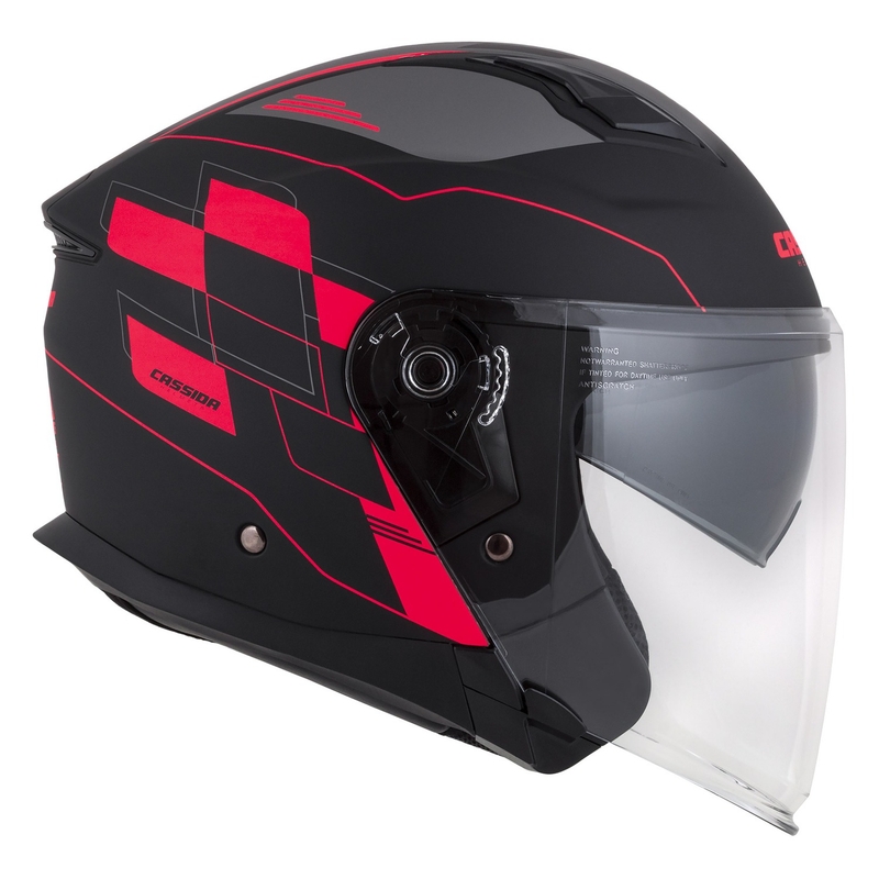 Cassida Jet Tech Roxor open motorhelm zwart-grijs-fluor rood mat