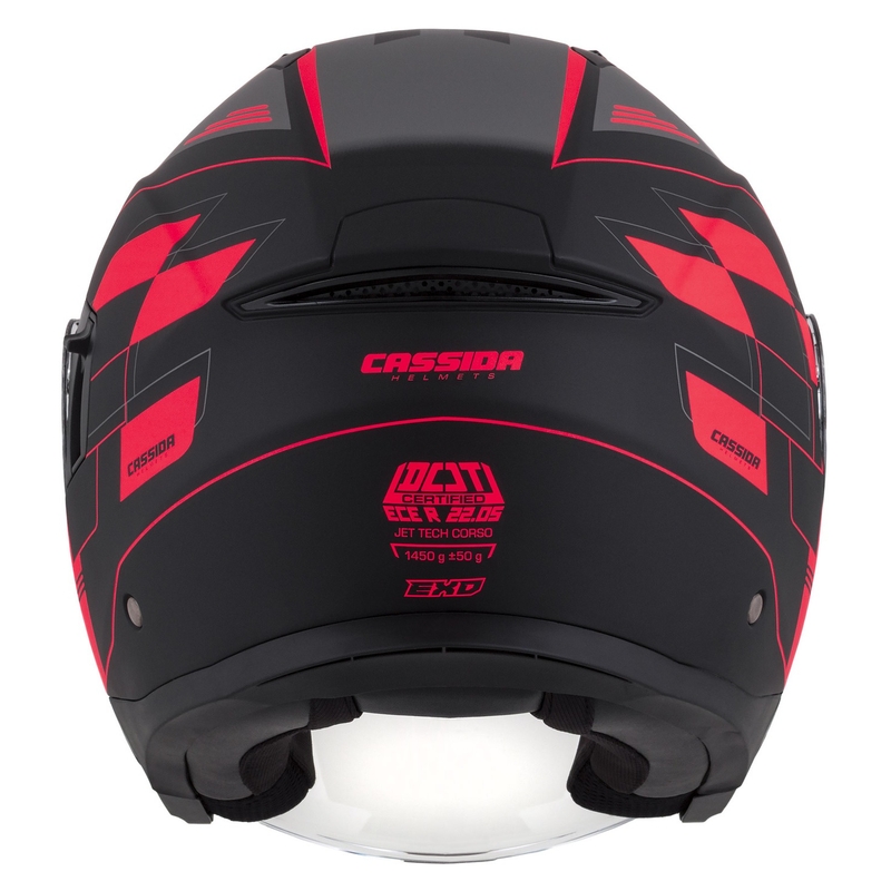 Cassida Jet Tech Roxor open motorhelm zwart-grijs-fluor rood mat