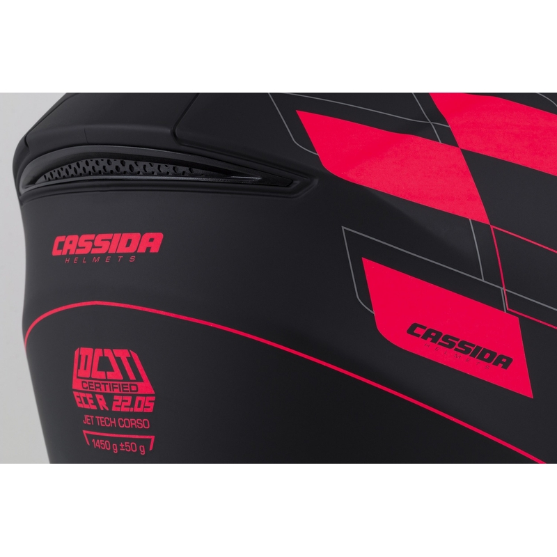 Cassida Jet Tech Roxor open motorhelm zwart-grijs-fluor rood mat
