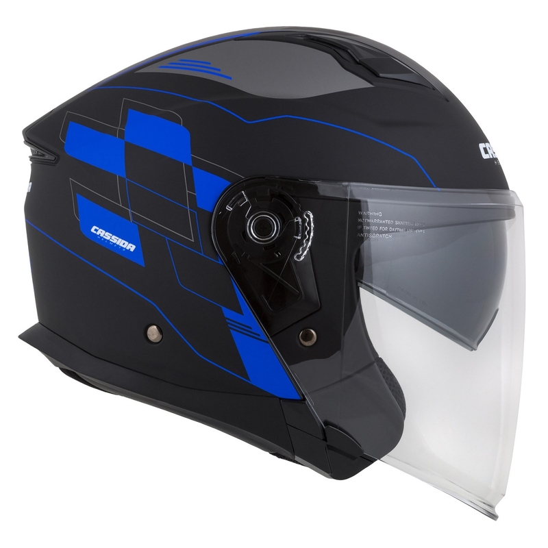 Cassida Jet Tech Roxor zwart-grijs-blauw mat open motorhelm