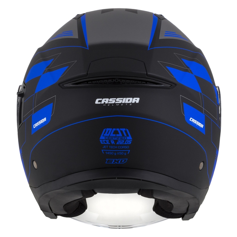 Cassida Jet Tech Roxor zwart-grijs-blauw mat open motorhelm