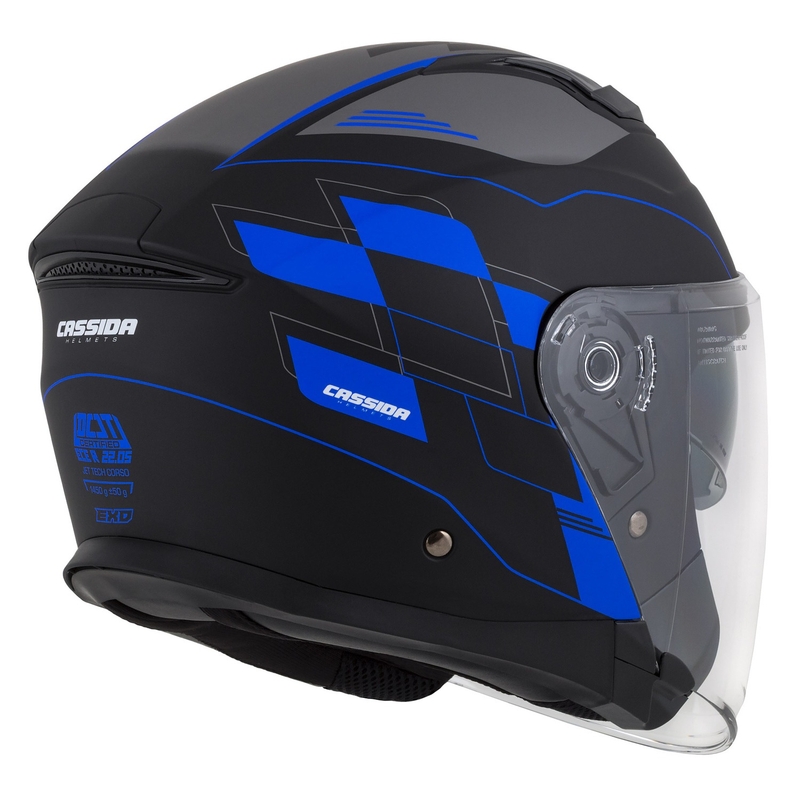 Cassida Jet Tech Roxor zwart-grijs-blauw mat open motorhelm