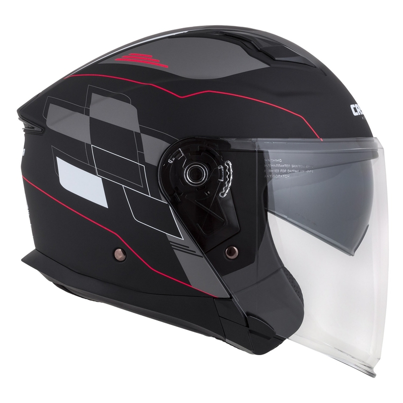 Cassida Jet Tech Roxor Zwart-Rood-Grijs Open Motorhelm