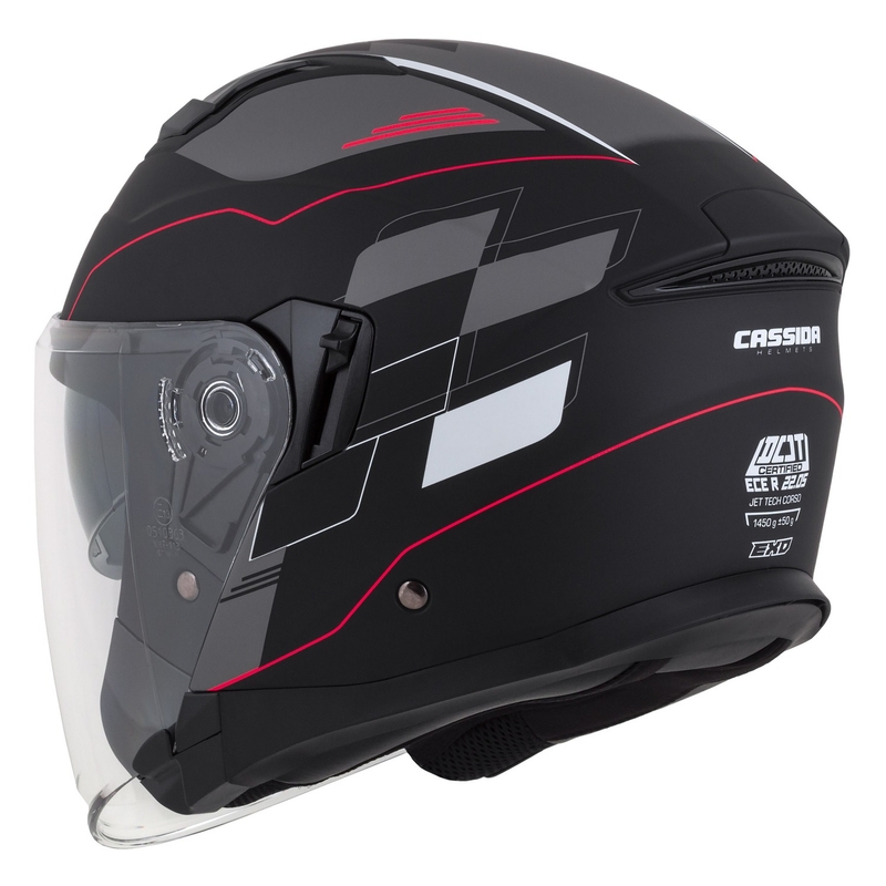 Cassida Jet Tech Roxor Zwart-Rood-Grijs Open Motorhelm