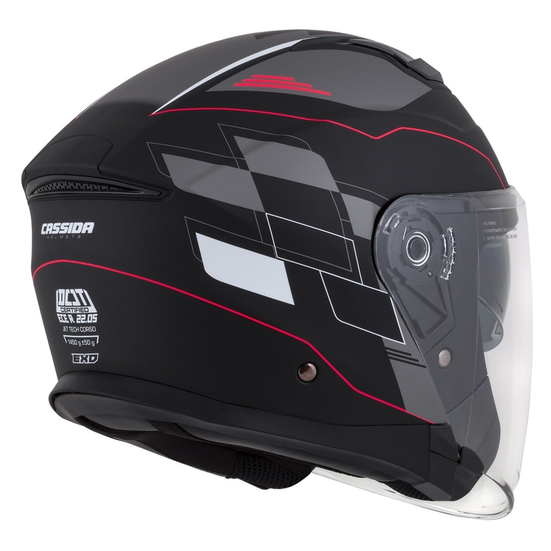Cassida Jet Tech Roxor Zwart-Rood-Grijs Open Motorhelm