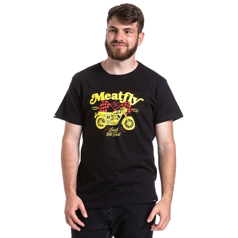T-shirt Meatfly Loud And Fast zwart uitverkoop