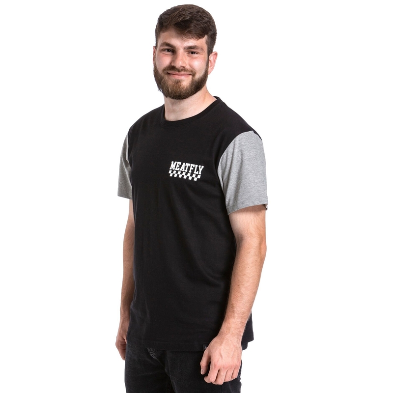 Meatfly Racing T-shirt zwart en grijs uitverkoop