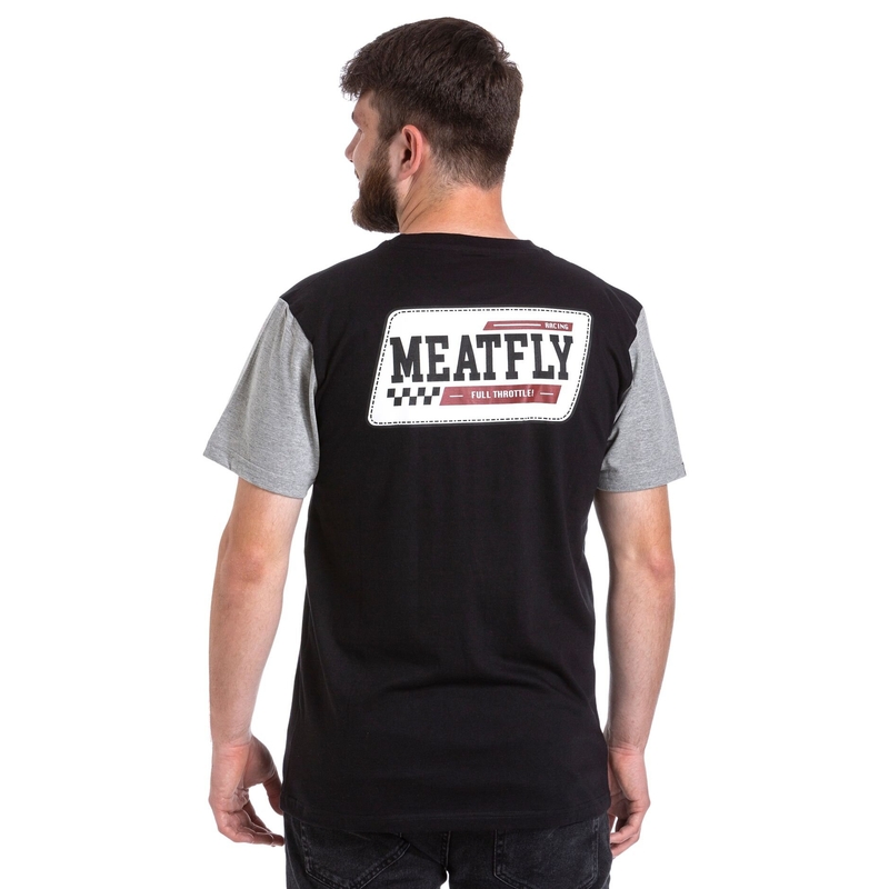 Meatfly Racing T-shirt zwart en grijs uitverkoop