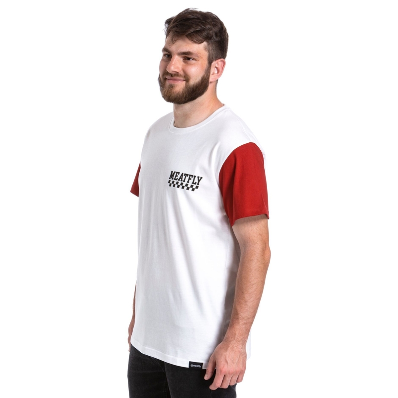 T-shirt Meatfly Racing wit-rood uitverkoop