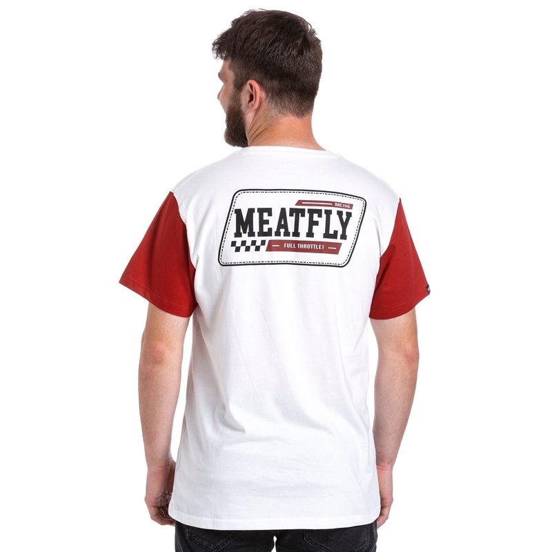 T-shirt Meatfly Racing wit-rood uitverkoop