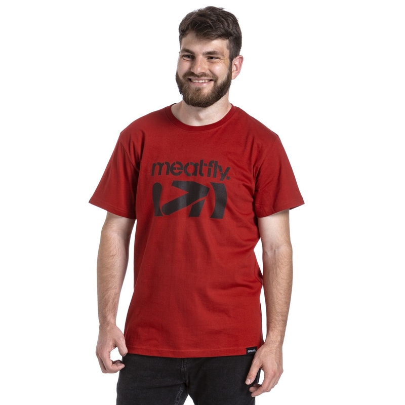 T-shirt Meatfly Podium donkerrood uitverkoop