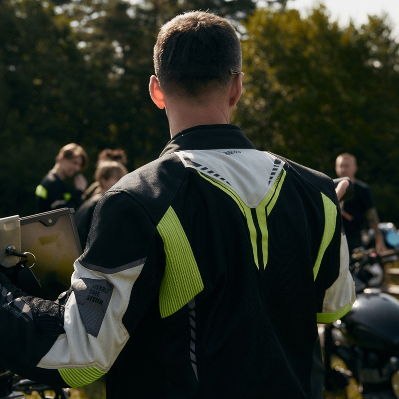 Ozone Flow zwart-grijs-fluo gele motorjas uitverkoop