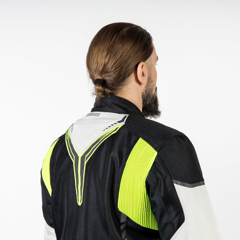 Ozone Flow zwart-grijs-fluo gele motorjas uitverkoop