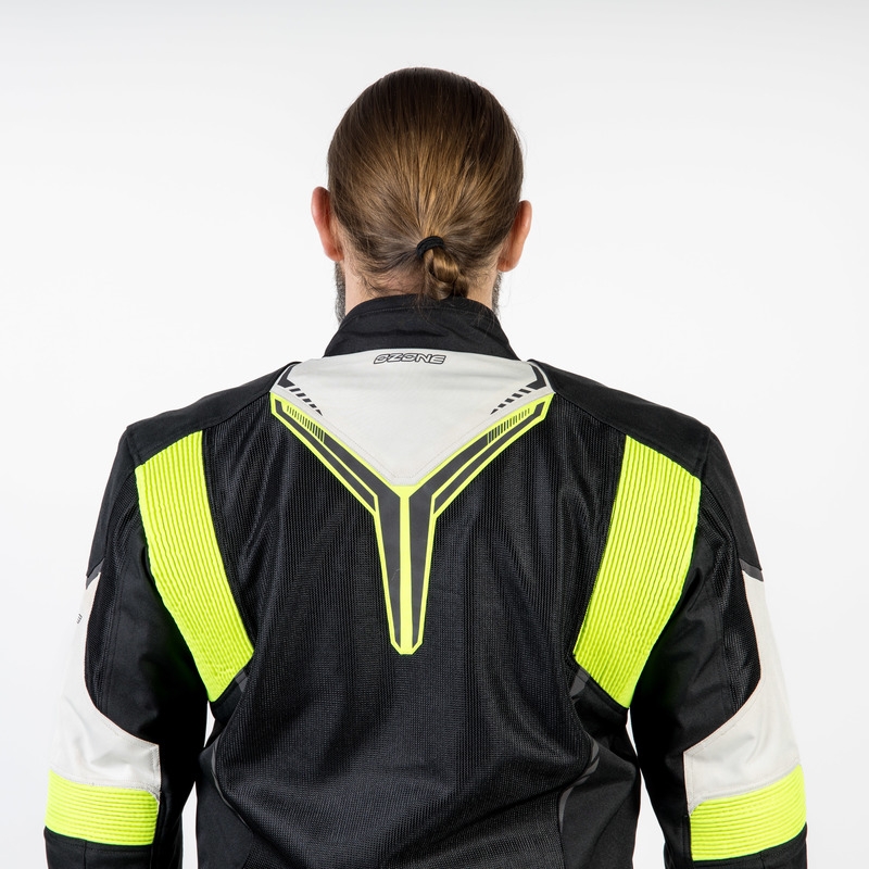 Ozone Flow zwart-grijs-fluo gele motorjas uitverkoop
