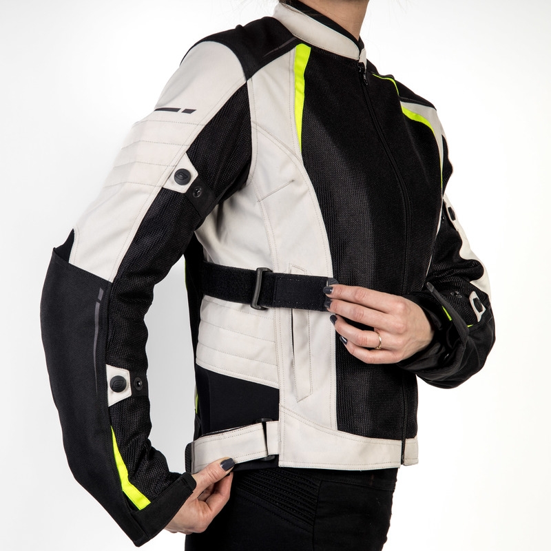Motorjack Ozone Flow Zwart-Grijs-Fluogeel voor dames uitverkoop