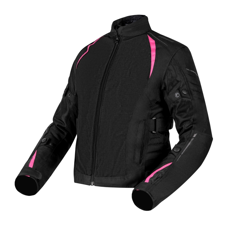Motorjack Ozone Flow zwart met roze voor dames uitverkoop