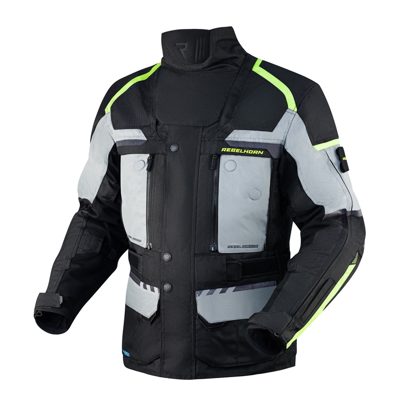 Rebelhorn Cubby IV zwart-grijs-fluo-gele motorjas uitverkoop