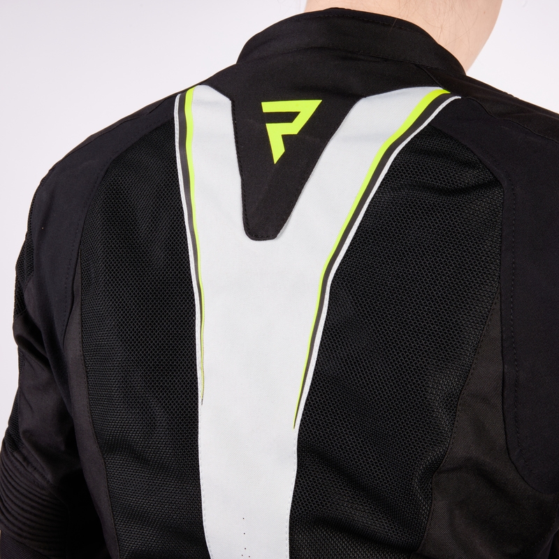 Dames-Rebelhorn Hiflow IV Zwart-Zilver-Fluo Geel Motorjack uitverkoop