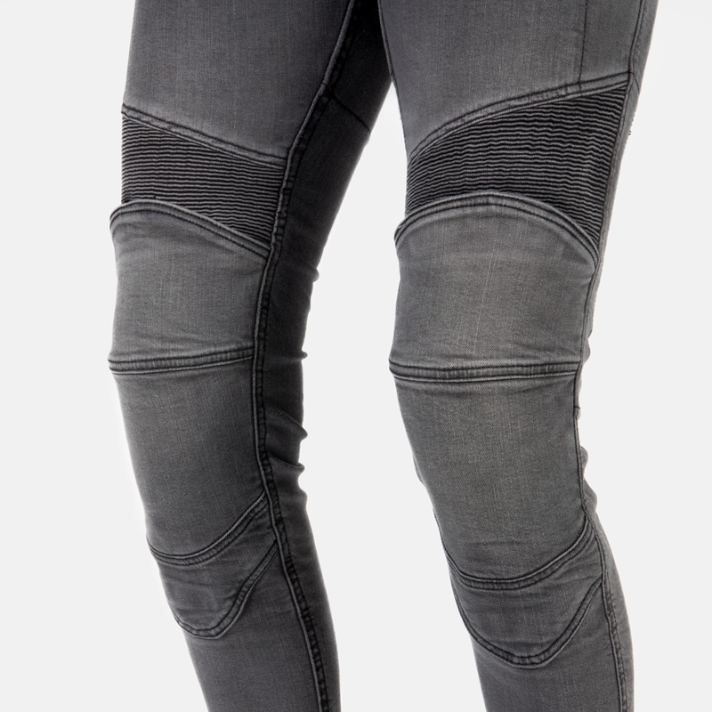 Damesmodel Ozone Roxy gewassen zwarte motorjeans uitverkoop