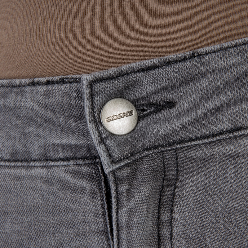 Damesmodel Ozone Roxy gewassen zwarte motorjeans uitverkoop