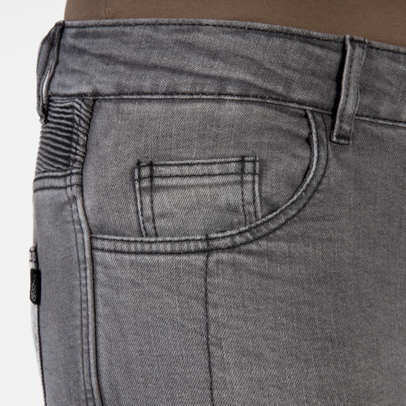 Damesmodel Ozone Roxy gewassen zwarte motorjeans uitverkoop