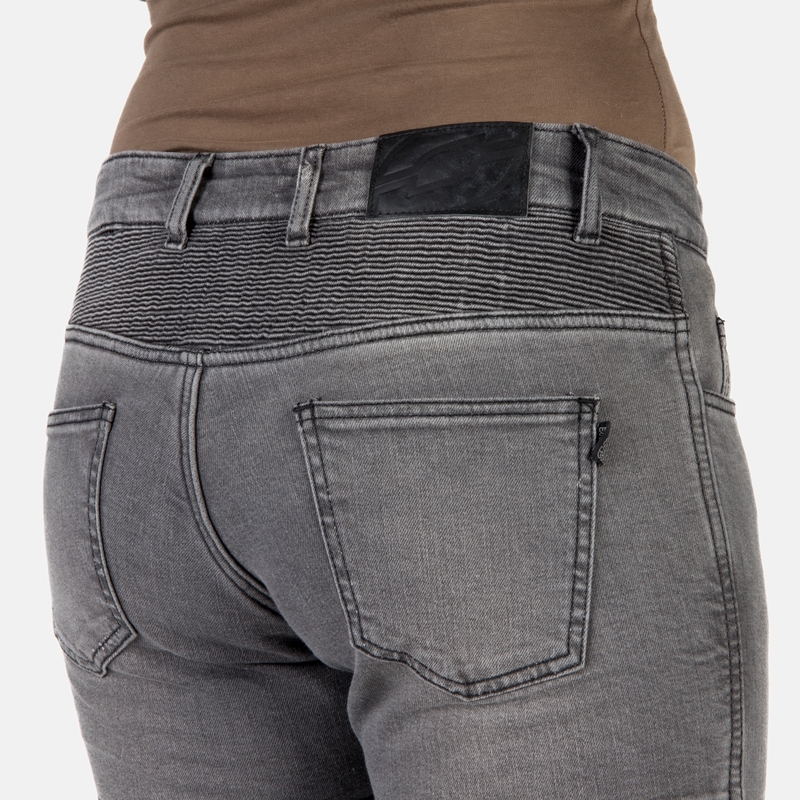 Damesmodel Ozone Roxy gewassen zwarte motorjeans uitverkoop