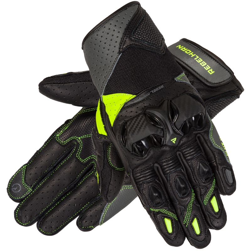 Rebelhorn Flux II motorhandschoenen zwart-fluo-geel uitverkoop
