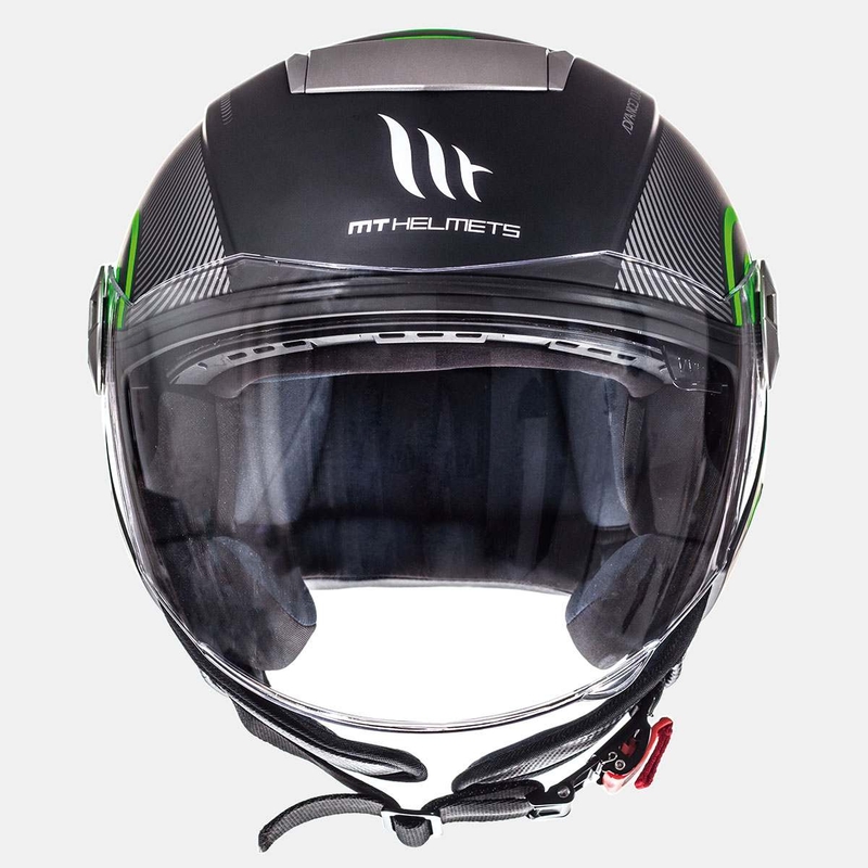 Přilba na motorku otevřená MT City Eleven SV Tron černá matná-fluo zelená výprodej