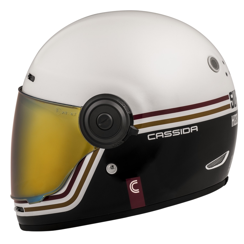 Cassida Fibre Super Hooligan integraal motorhelm wit-zwart-rood-goud uitverkoop