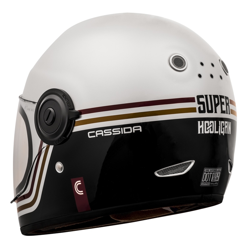 Cassida Fibre Super Hooligan integraal motorhelm wit-zwart-rood-goud uitverkoop