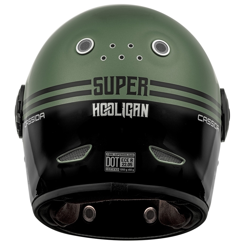 Cassida Fibre Super Hooligan Zwart-Groen Integraal Motorhelm uitverkoop