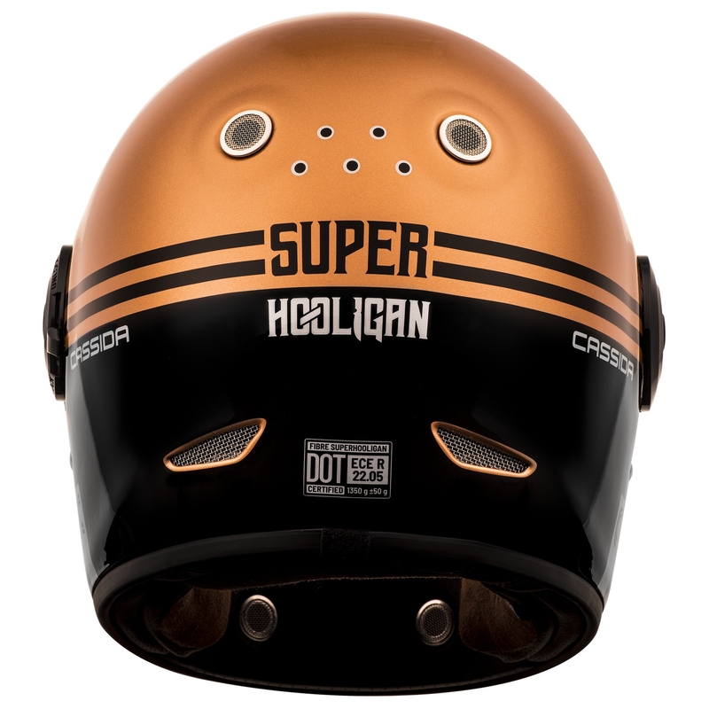 Cassida Fibre Super Hooligan integraal motorhelm zwart met koper uitverkoop