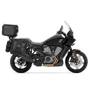 Complete set of SHAD TERRA TR40 adventure saddlebags and SHAD TERRA BLACK aluminium 37L topcase, including mounting kit SHAD Harley Davidson Pan America 1250