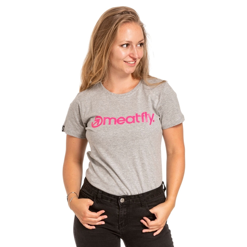 Dames T-shirt Meatfly Dames MF Logo grijs uitverkoop
