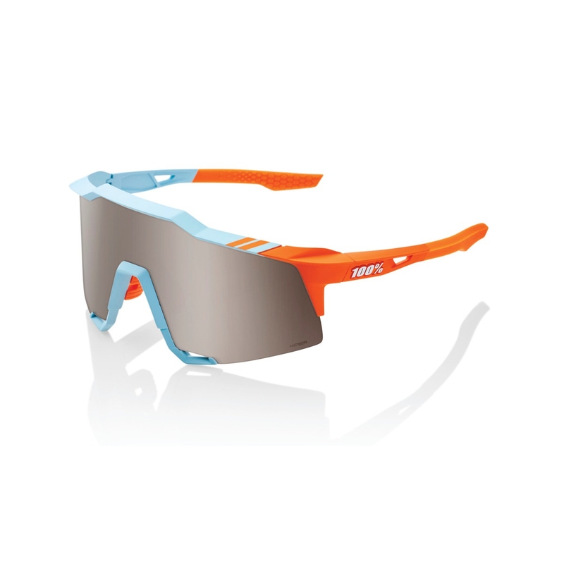 Zonnebril 100% SPEEDCRAFT Soft Tact Two Tone blauw-oranje (HIPER zilverglas)