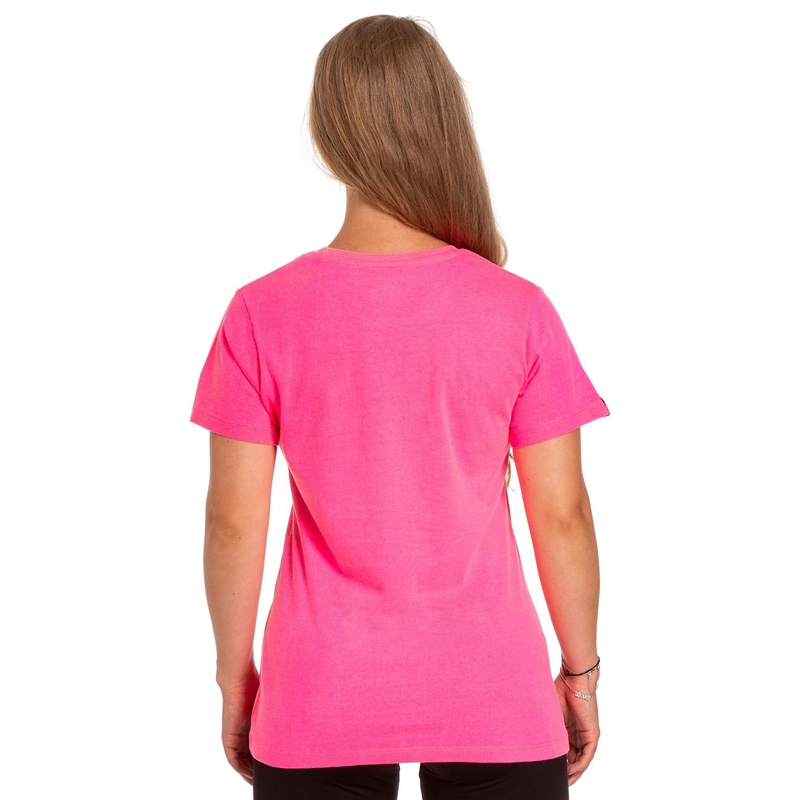 Dames T-shirt Meatfly Dames MF Logo neon roze uitverkoop