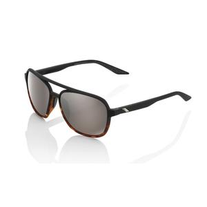 Zonnebril 100% KASIA Soft Tact Zwart/Havana zwart/bruin (HIPER zilverglas)
