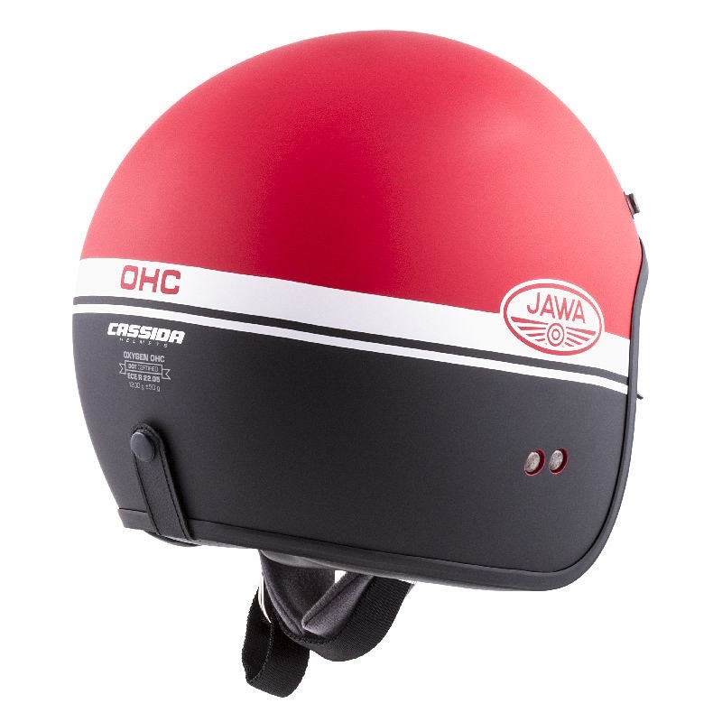 Open motorhelm Cassida Oxygen Jawa OHC rood-zwart-wit
